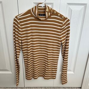 Vintage rib turtleneck with buttons in stripe